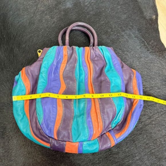 Rare vintage Prada Nappa Stripes Tote bag with orange, teal and purple stripes! - Picture 8 of 9